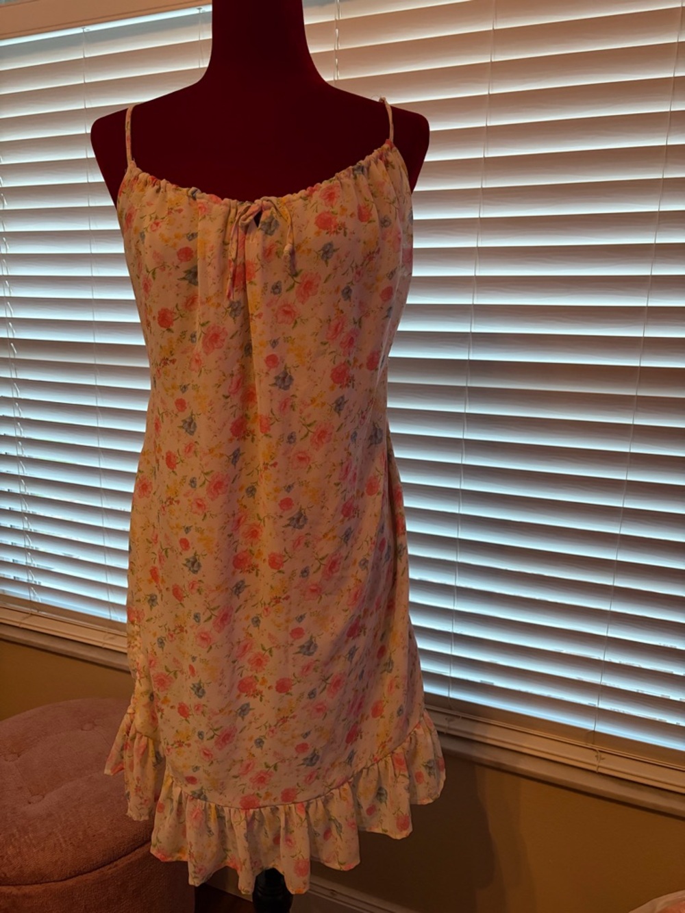 Forever 21 Red and White Slip Dress with Label Detail